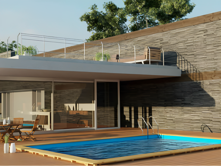 Rectangular Wooden Pool Évora Gre 620 x 420 x 133 cm