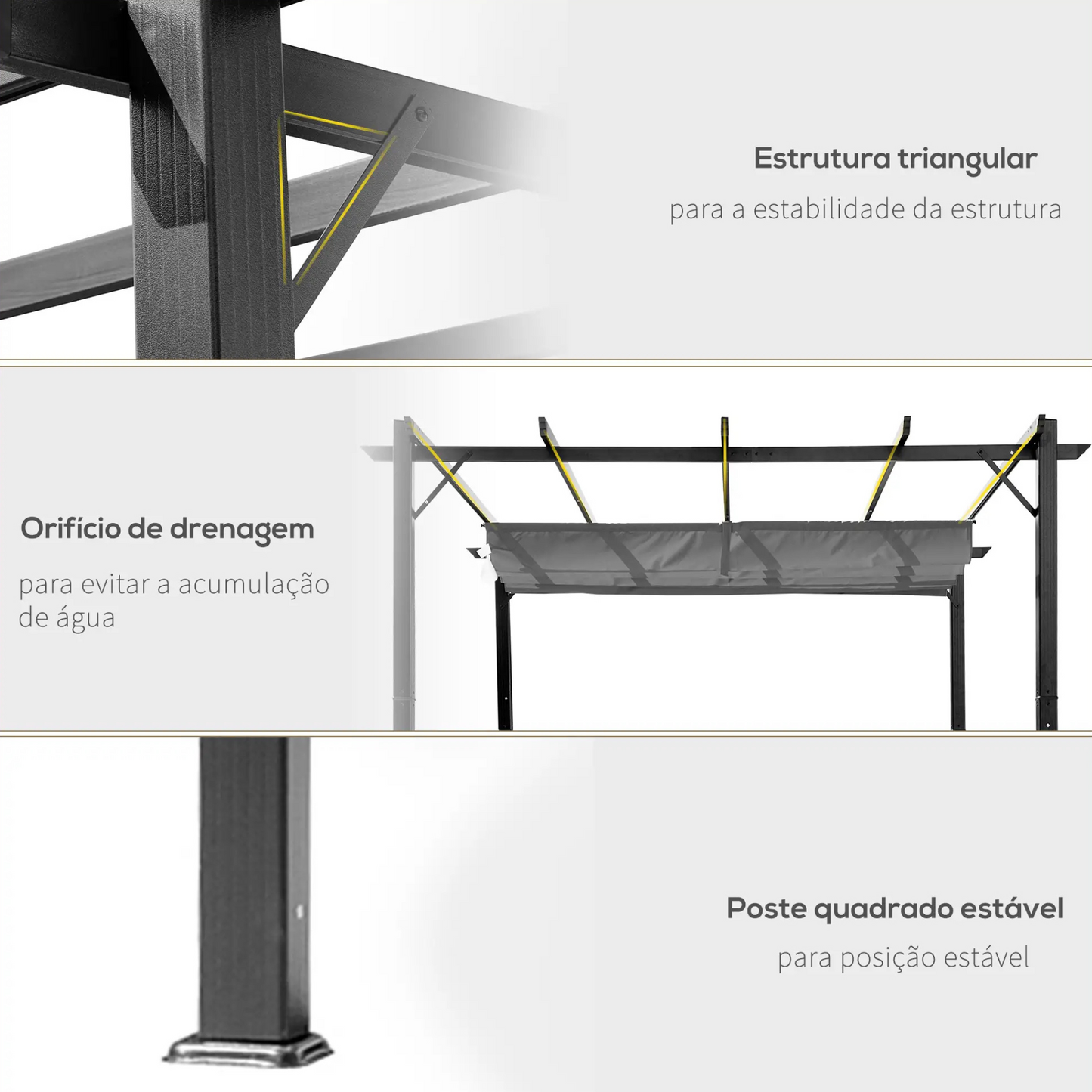 Pérgola de Jardim 3x3 com Teto Retrátil