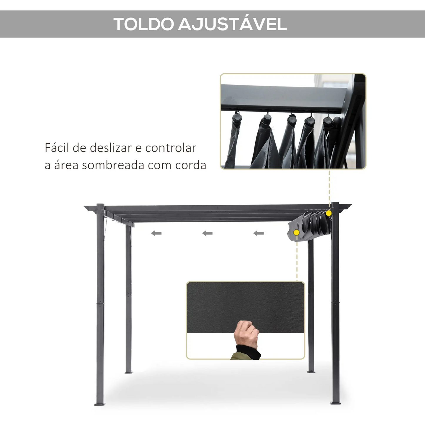 Pérgola de Jardim 3x3 com Teto Retrátil