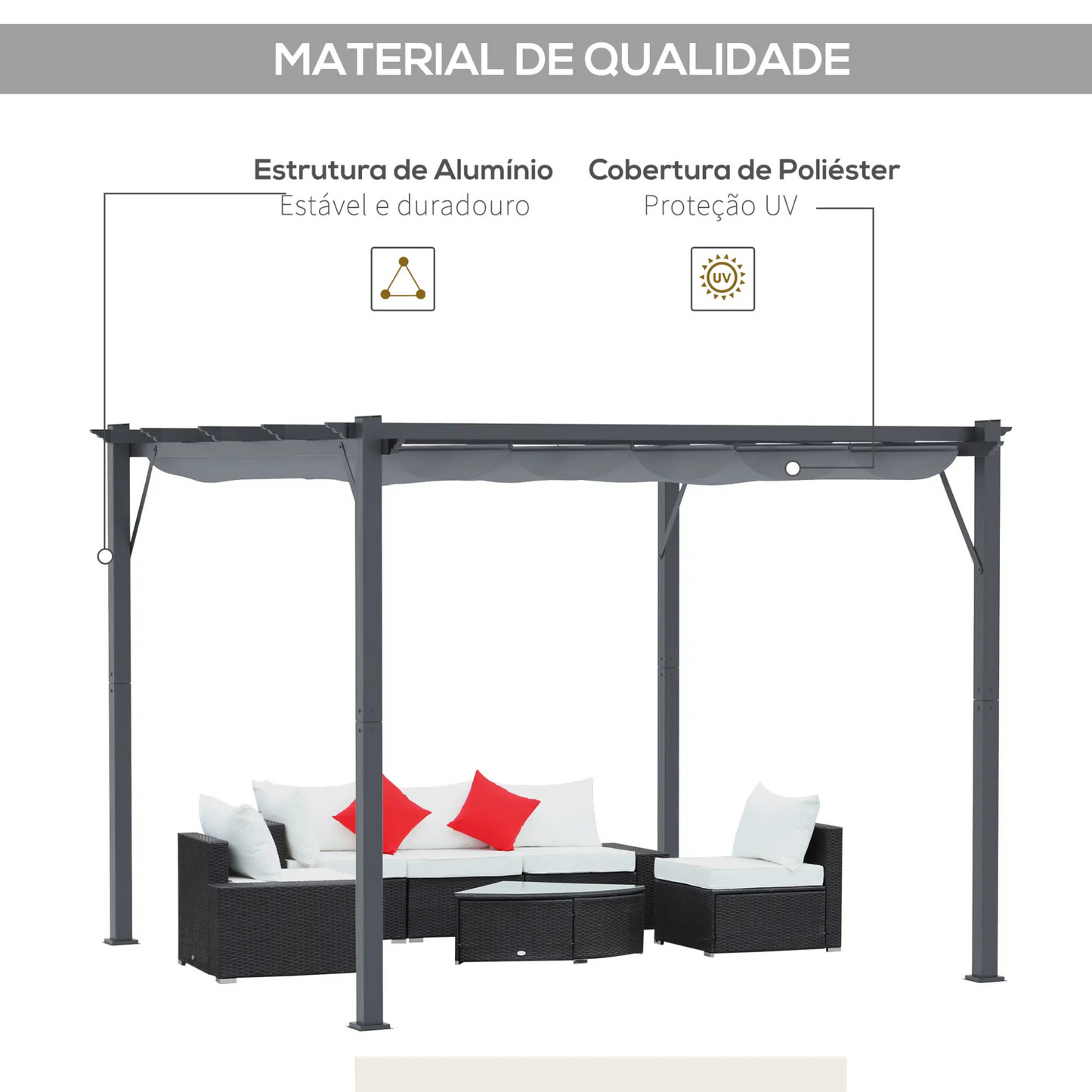 Pérgola de Jardim 3x3 com Teto Retrátil