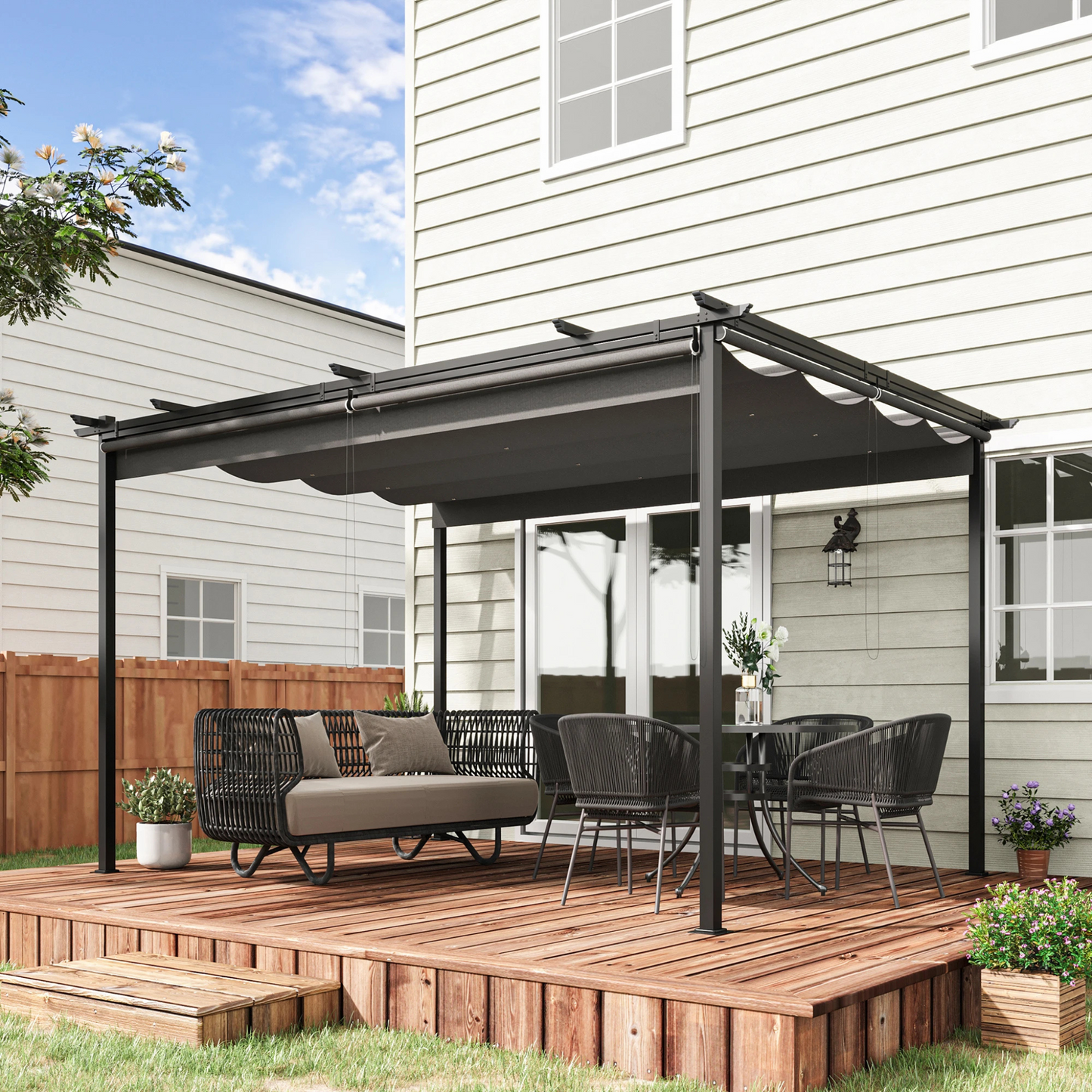 Pérgola de Jardim 3x4 com Teto Retrátil