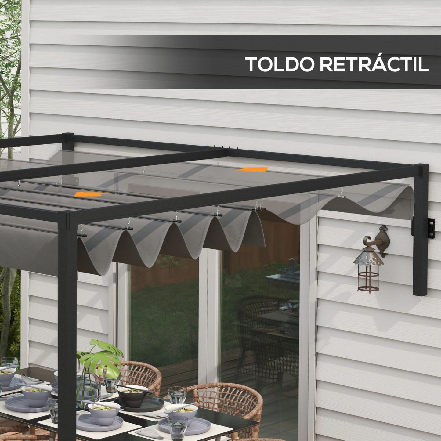 Pérgola de Parede com Teto Retrátil