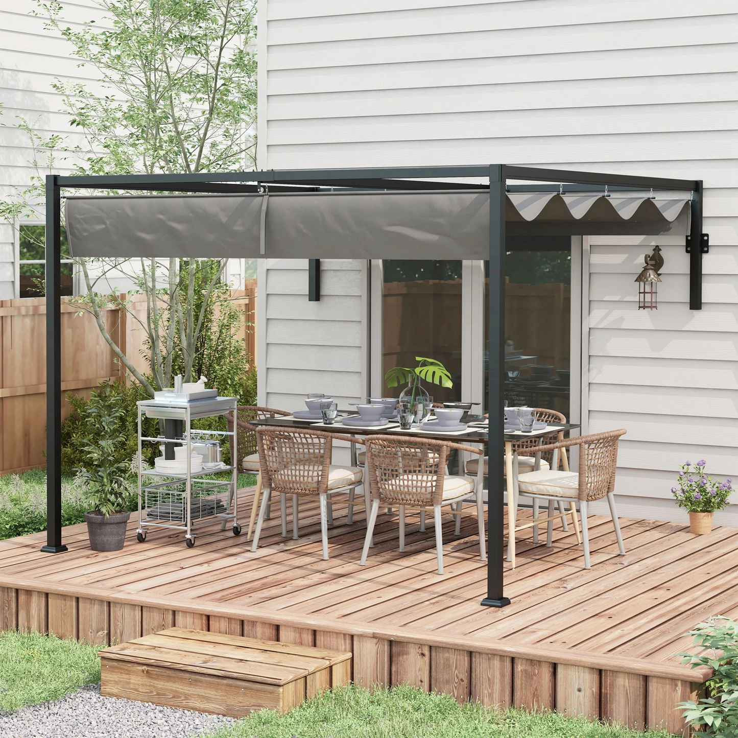 Pérgola de Parede com Teto Retrátil
