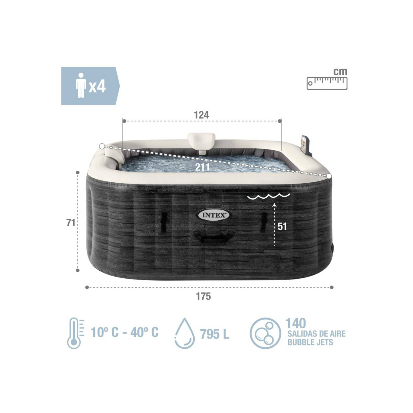 Spa de Hidromassagem Insuflável Intex Greystone Deluxe