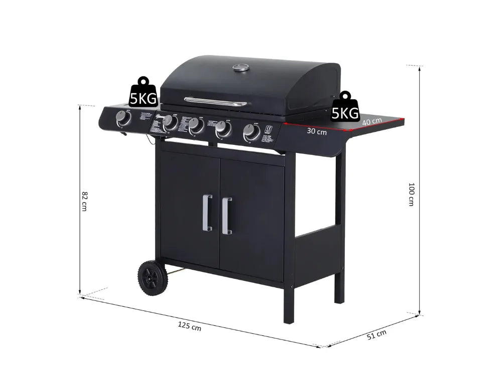 Barbecue a Gás 4+1 Queimadores 14,4KW