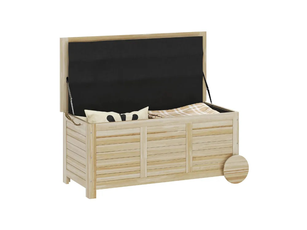 Baúl de madera impermeable para exteriores de 185 l con tapa extraíble