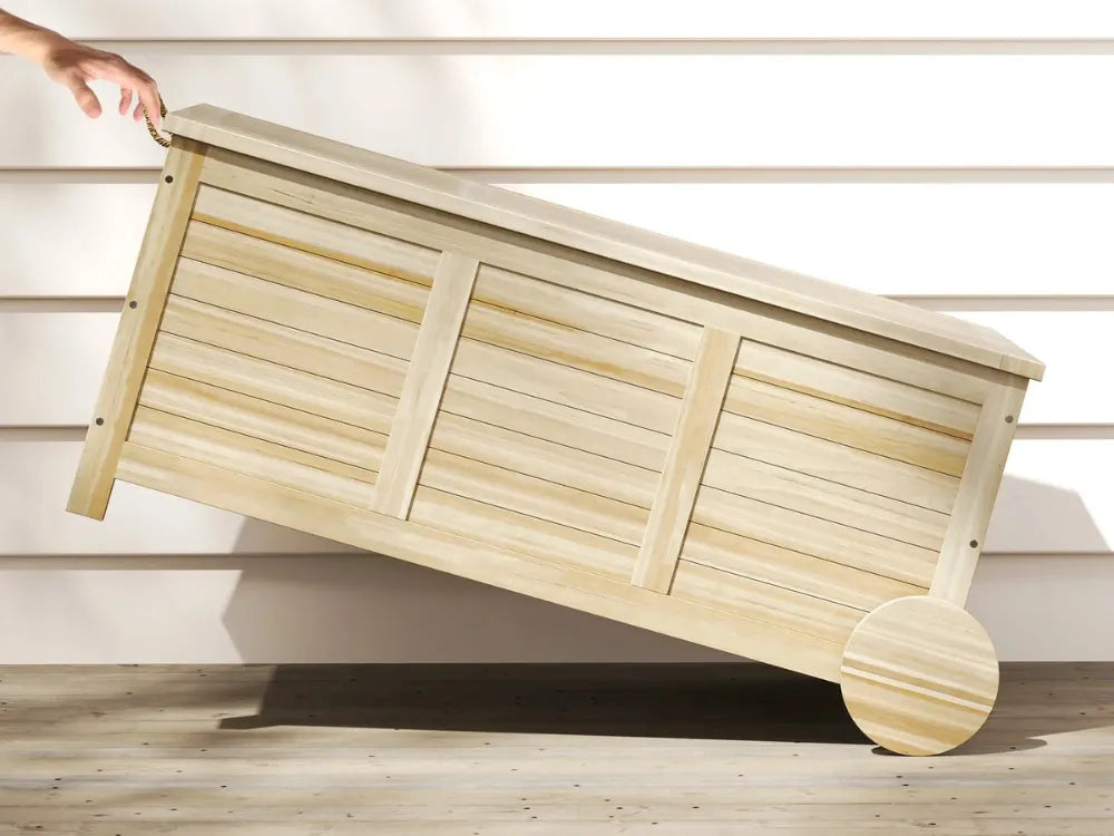 Baúl de madera impermeable para exteriores de 185 l con tapa extraíble