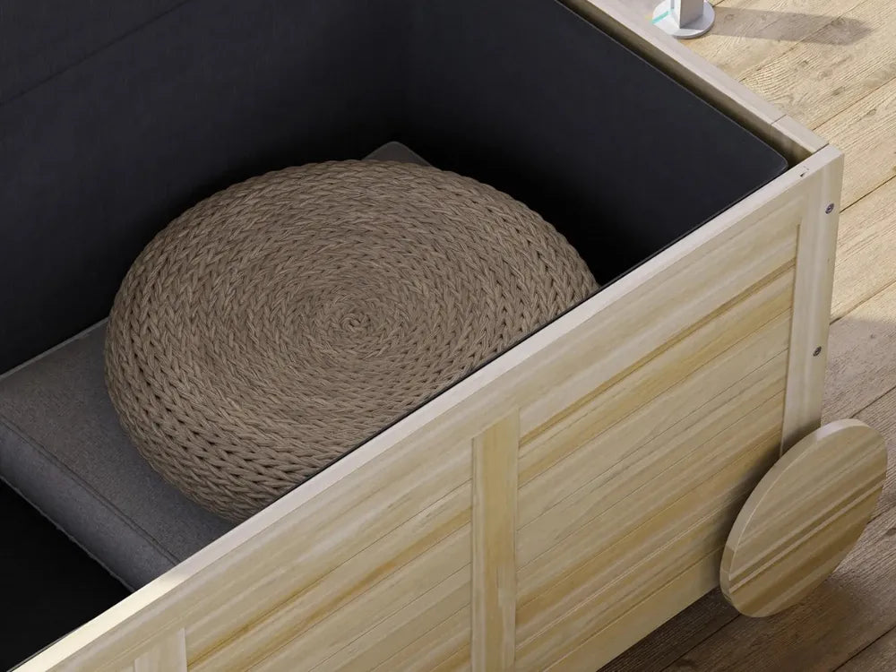 Baúl de madera impermeable para exteriores de 185 l con tapa extraíble