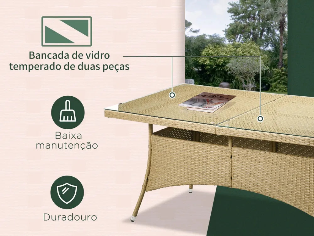 Conjunto de Refeição para Jardim em Vime