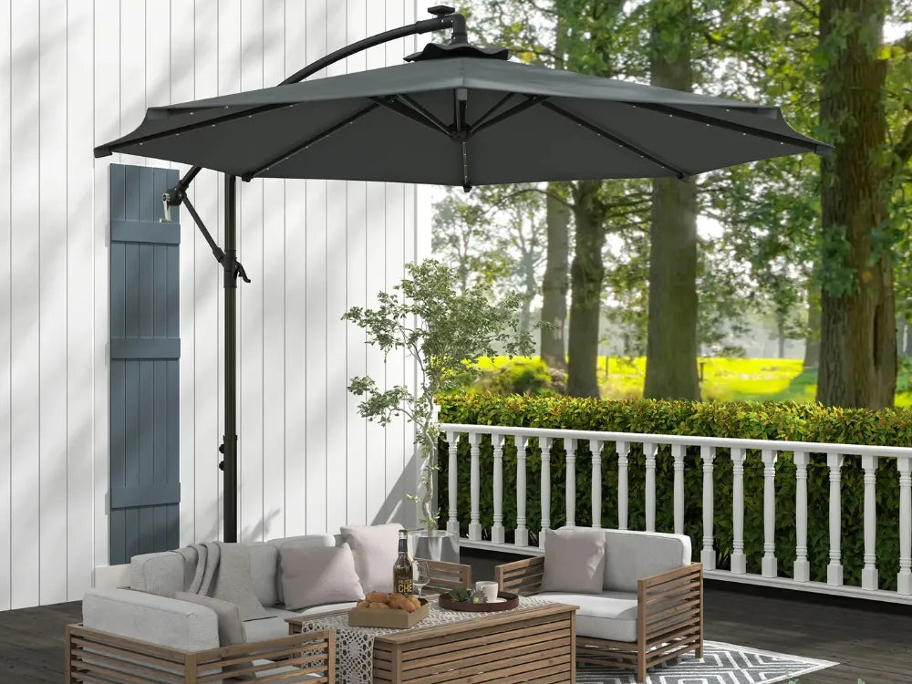 Chapéu de Sol Ø294 cm com 32 Luzes LED Solares