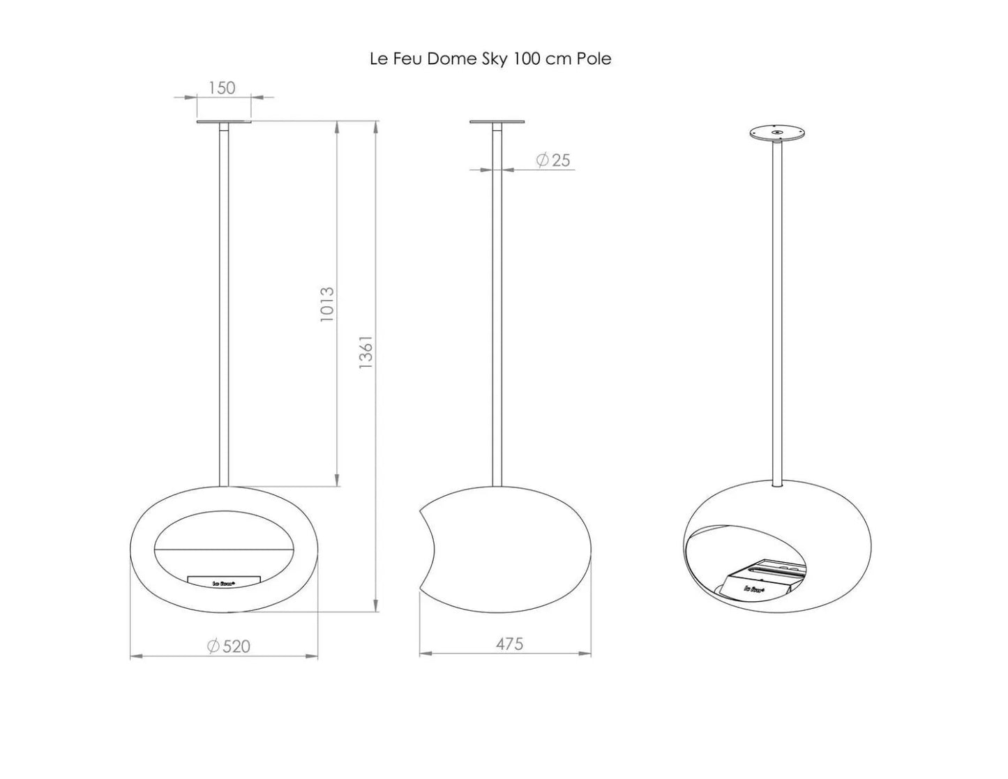 Lareira Bioetanol Suspensa Sky Branca