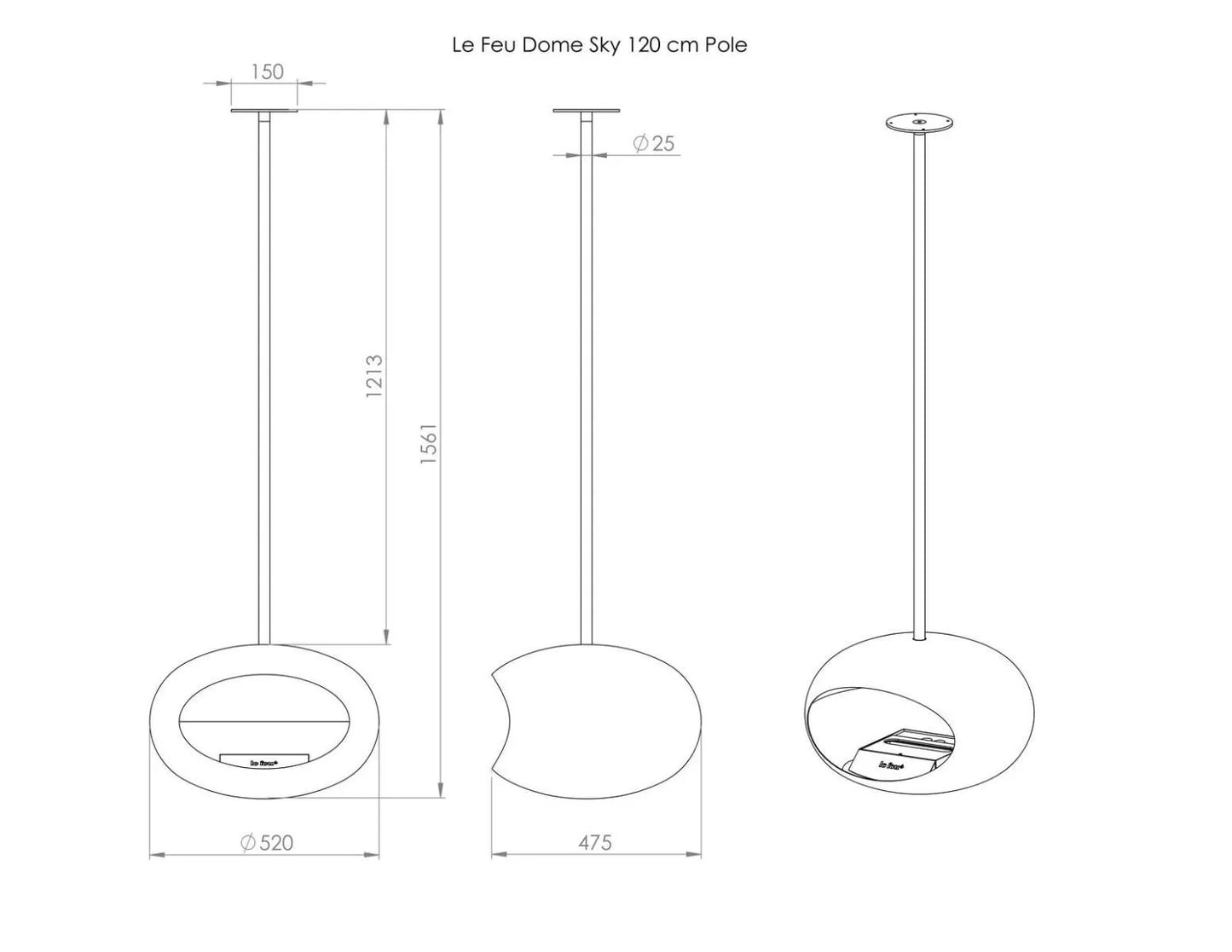 Lareira Bioetanol Suspensa Sky Branca