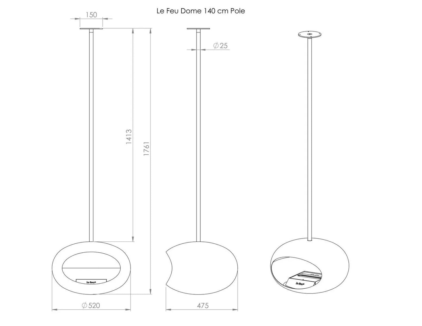 Lareira Bioetanol Suspensa Sky Branca