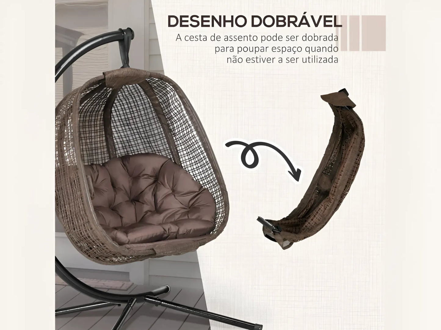 Silla colgante con efecto imitación mimbre para exteriores