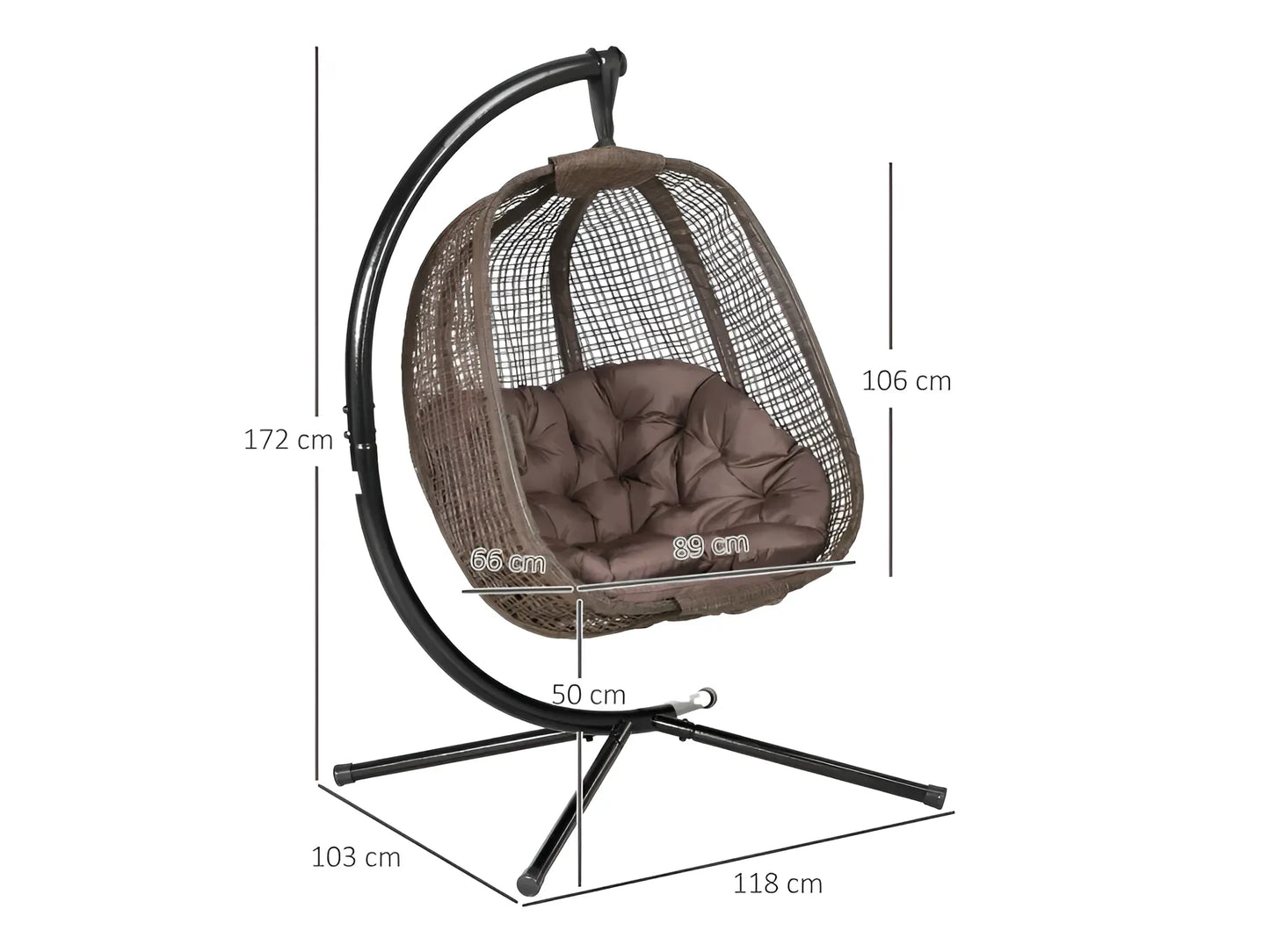 Silla colgante con efecto imitación mimbre para exteriores