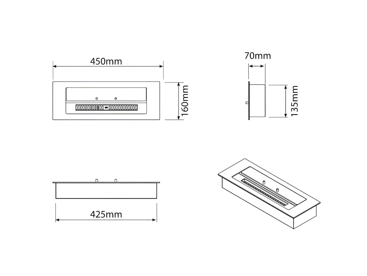 Queimador Bioetanol Inox F9645