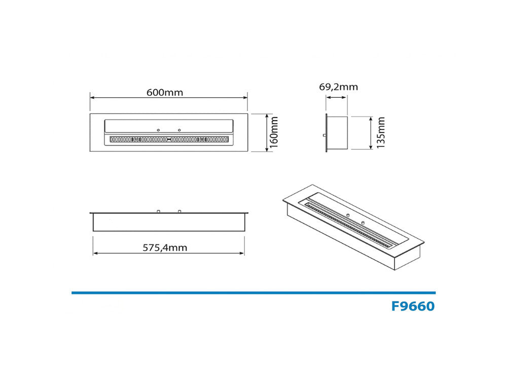 Queimador Bioetanol Inox F9660