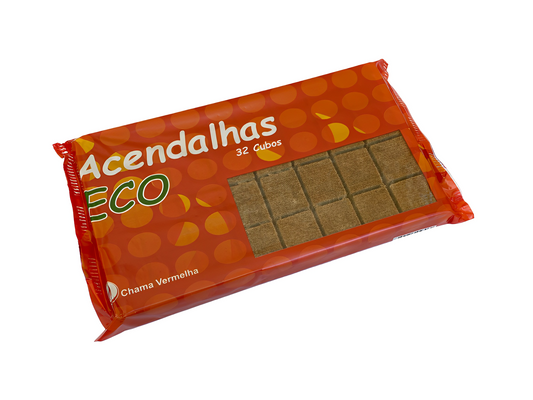 Acendalhas Ecológicas 32 Cubos Chama Vermelha