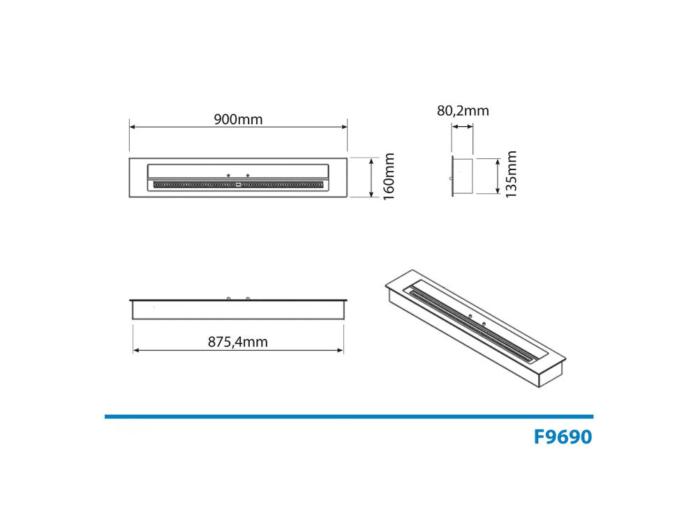 Queimador Bioetanol Inox F9690