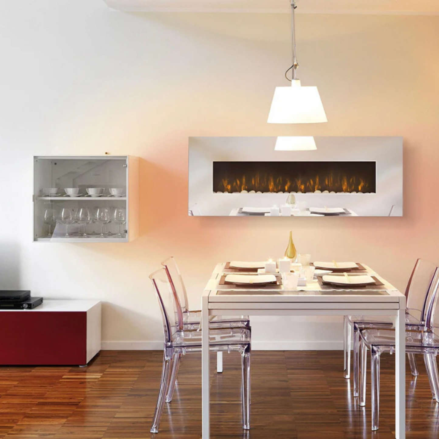 Lareira Elétrica Espelhada  Pedras Decorativas 2000W Panorâmica Che-510
