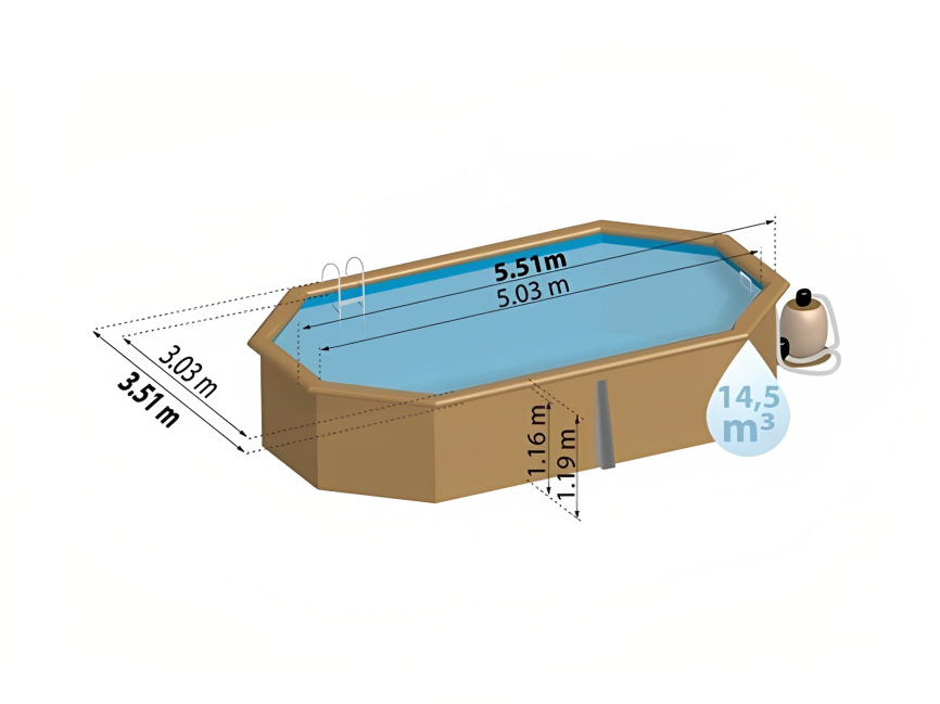 Piscina Madeira Oval Cannelle Gre 551 x 351 x 119 cm