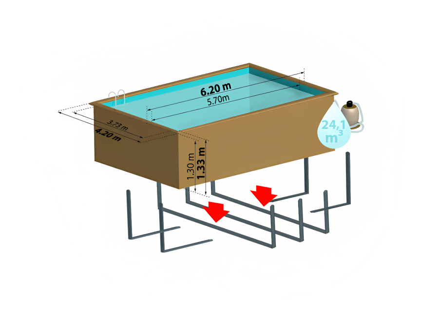 Rectangular Wooden Pool Évora Gre 620 x 420 x 133 cm
