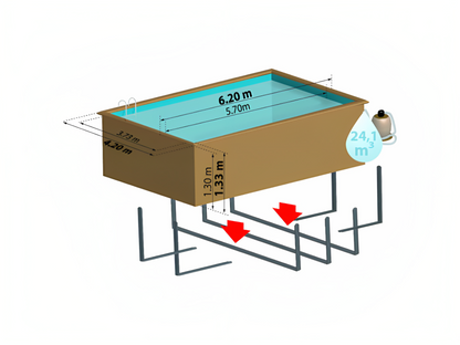 Rectangular Wooden Pool Évora Gre 620 x 420 x 133 cm