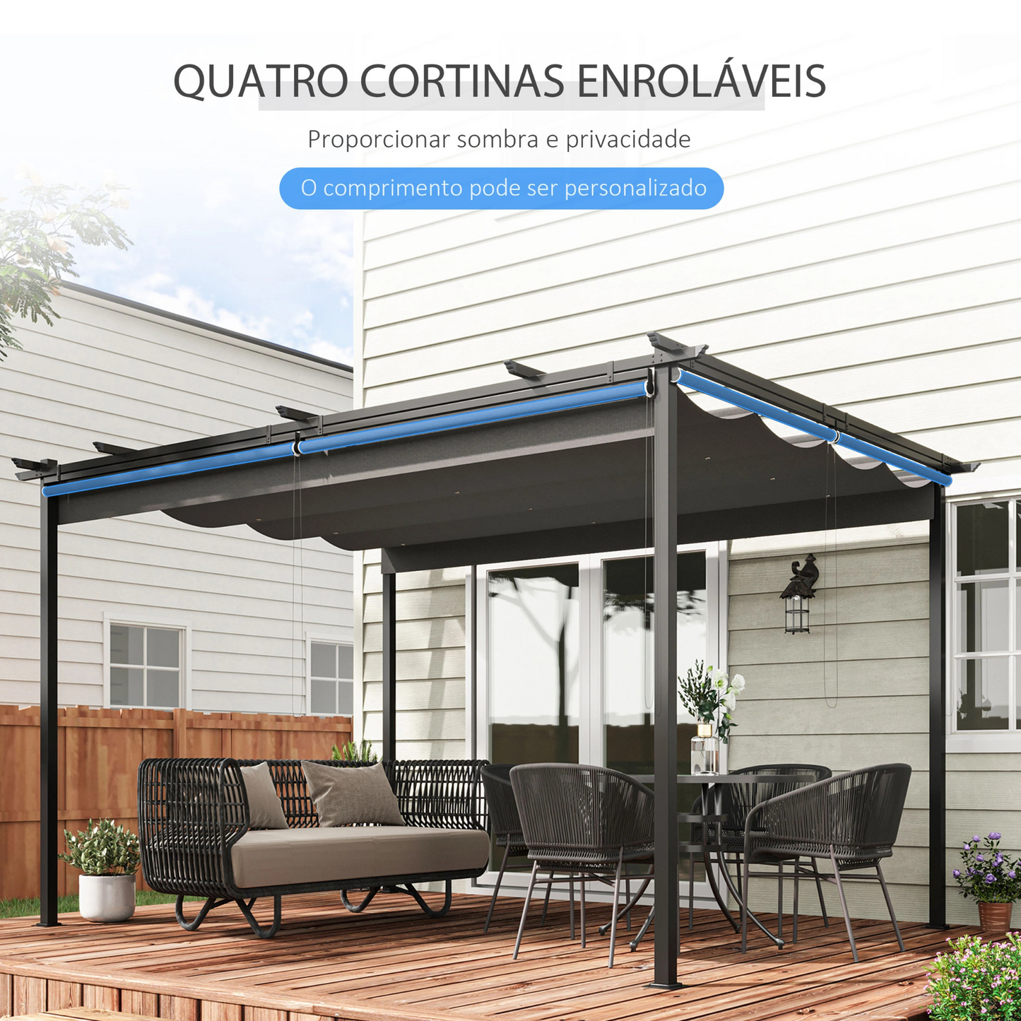 Pérgola de Jardim 3x4 com Teto Retrátil