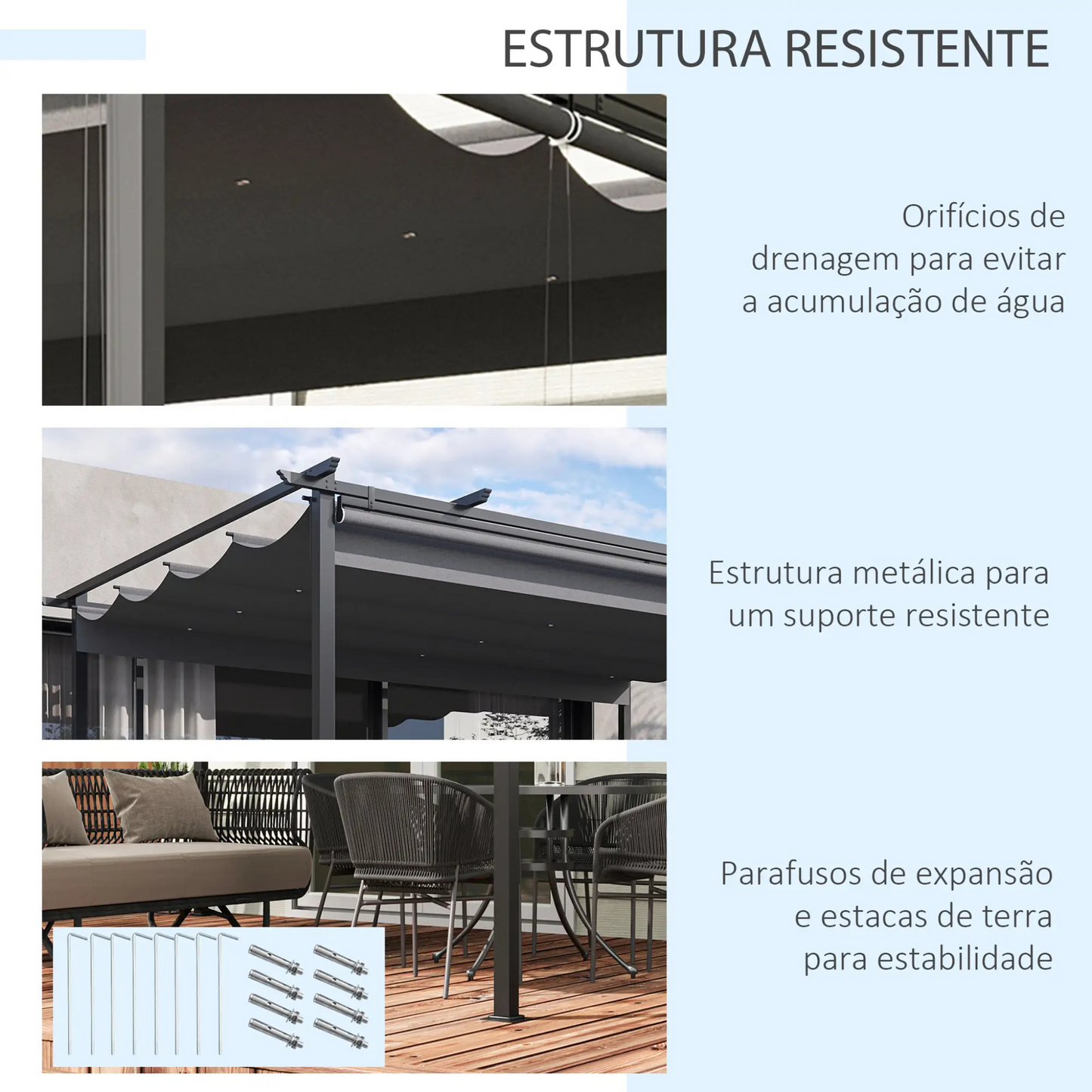 Pérgola de Jardim 3x4 com Teto Retrátil