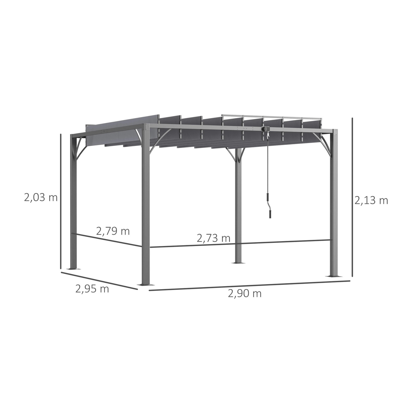 Pérgola para Jardim com Lâminas Superiores Giratórias  3x3m