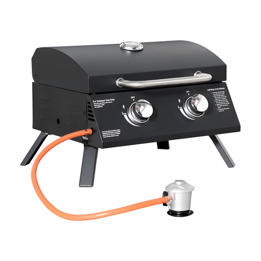Barbacoa de gas plegable y portátil + Parrilla y limpiador de parrillas