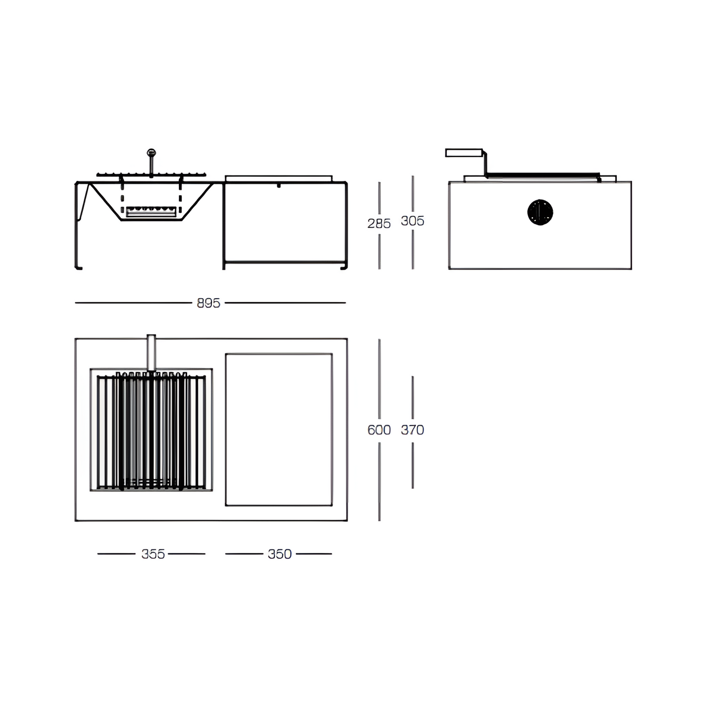 Braseiro/ Fire Pit Module c/ Grelhas Aço Corten + 4 Troncos de Queima Instantâneos