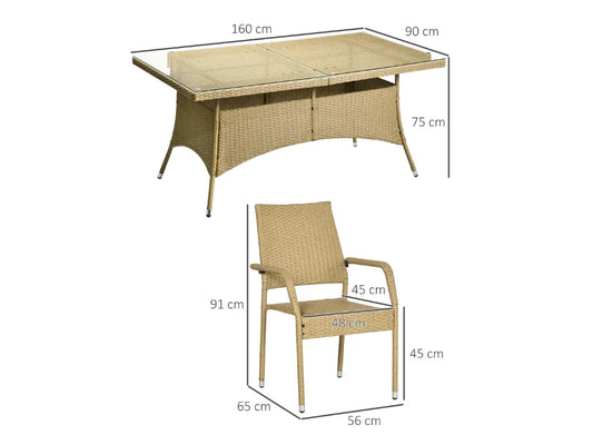 Conjunto de Refeição para Jardim  em Vime