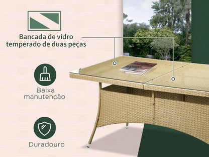 Conjunto de Refeição para Jardim  em Vime