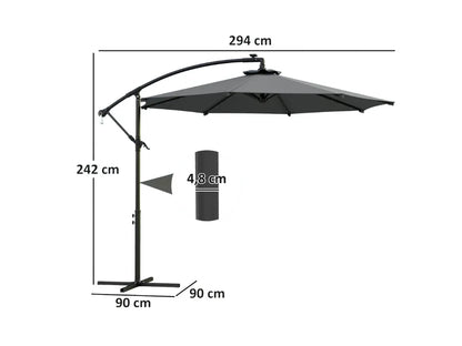 Chapéu de Sol  Ø294 cm com 32 Luzes LED Solares