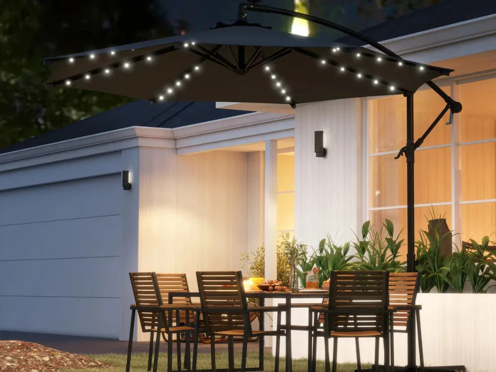 Chapéu de Sol  Ø294 cm com 32 Luzes LED Solares