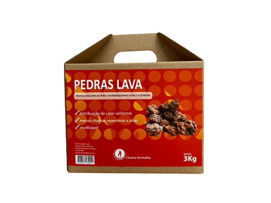 Pedras Lava/ Vulcânicas para Churrasqueiras a Gás/ Elétricas Chama Vermelha 3Kg