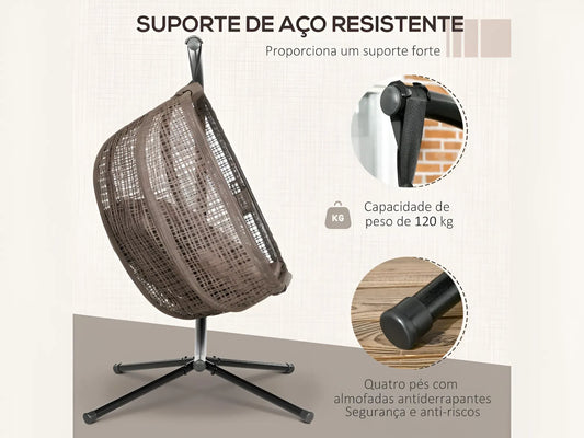 Poltrona Suspensa com Efeito Imitação de Vime para Exterior