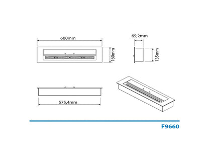 Queimador Bioetanol Inox F9660