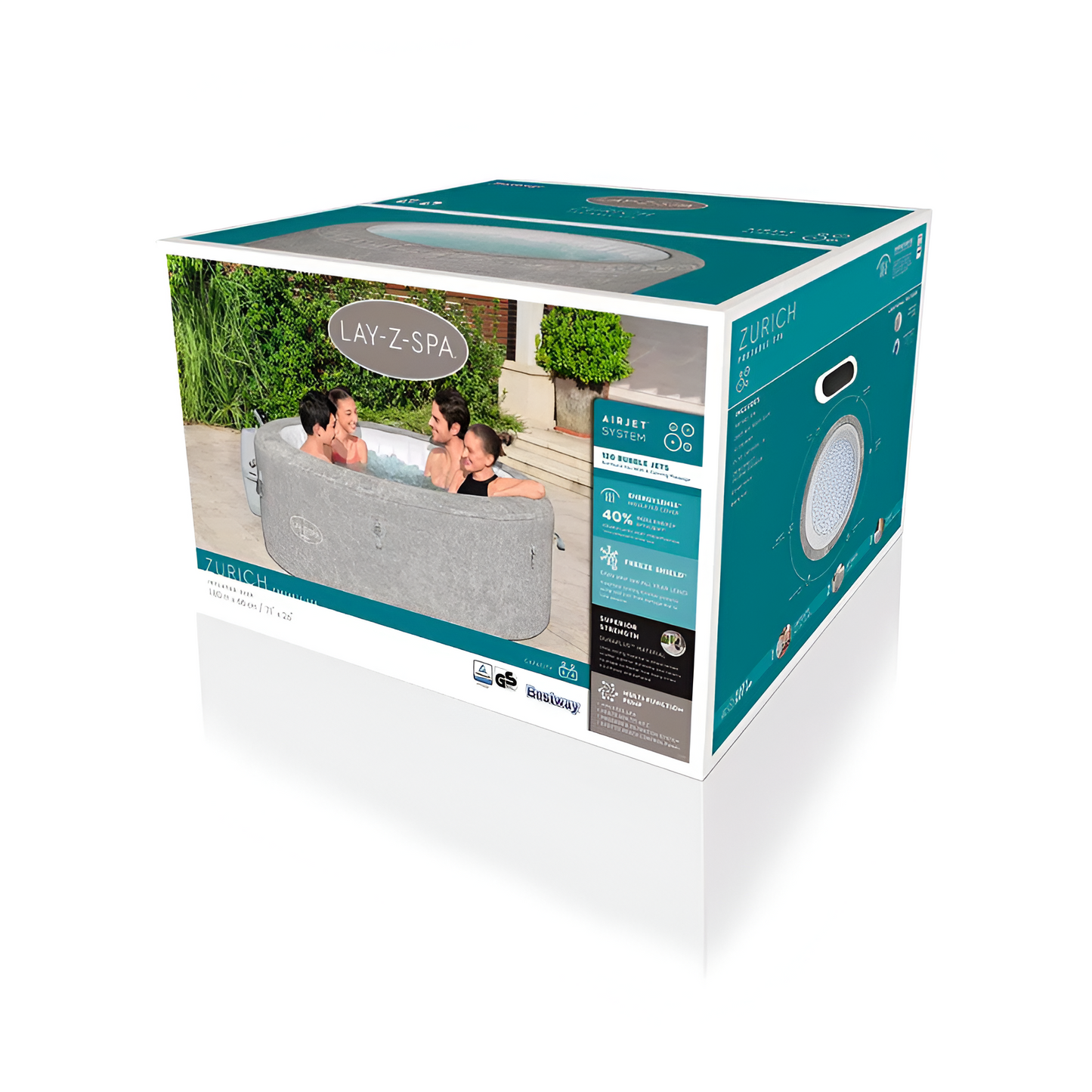 Jacuzzi inflable Lay-Z-Spa Zurich AirJet con cubierta EnergySense para 2-4 personas
