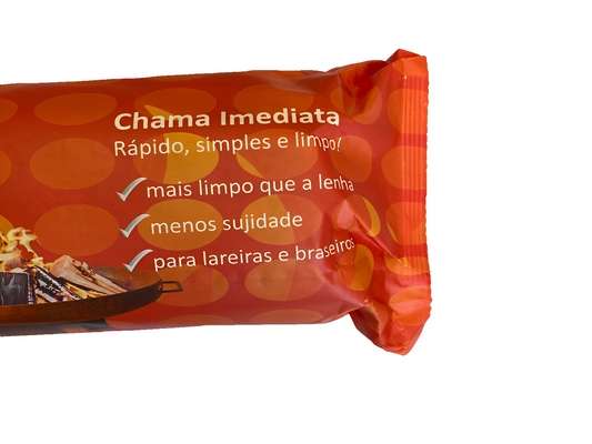 Tronco de Queima Instantâneo para Lareiras, Braseiros e Churrasqueiras 1Kg Chama Vermelha